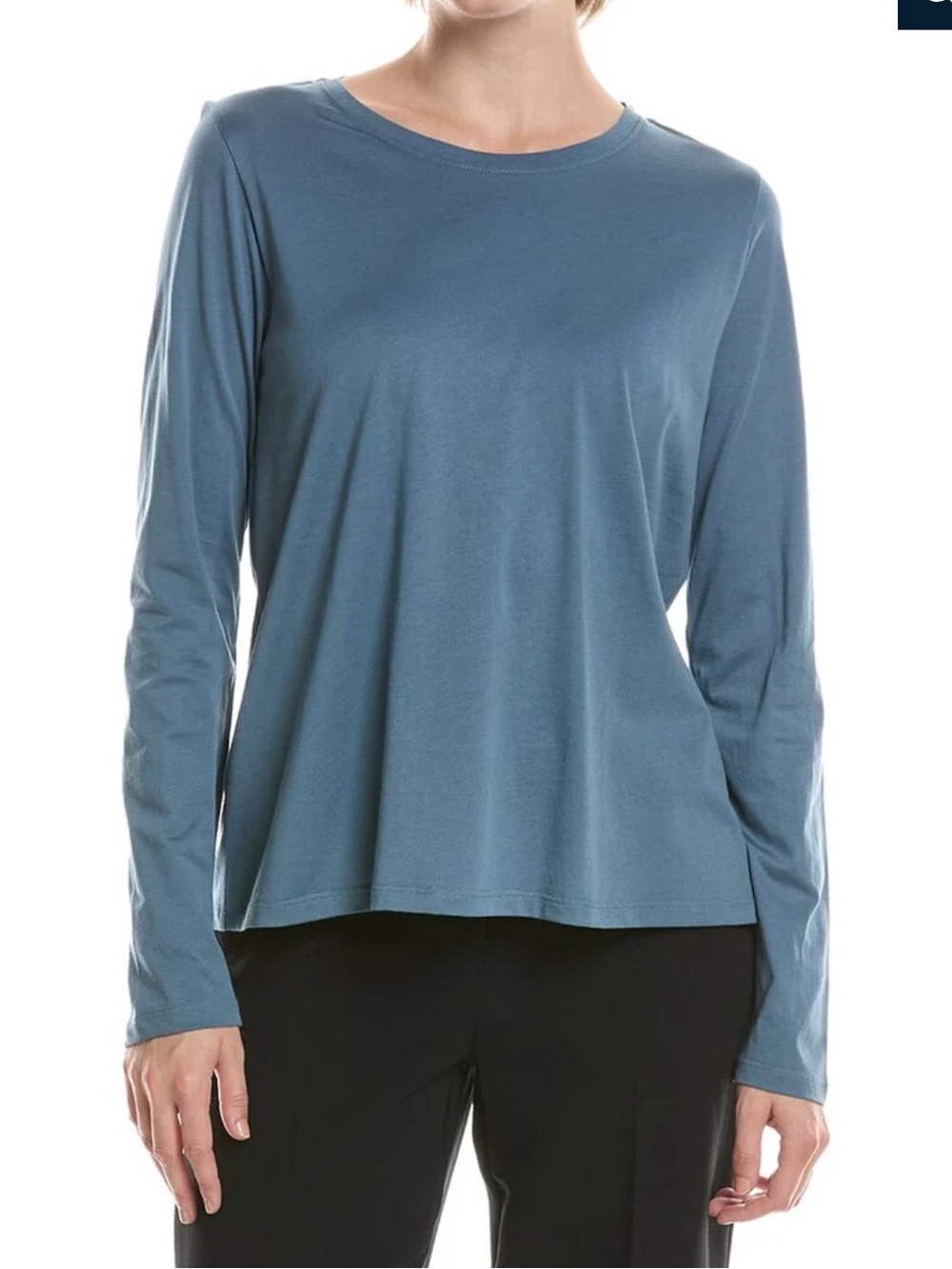 Eileen Fisher organic cotton long-sleeve crewneck top